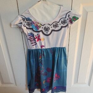 Encanto Mirabel Floral Blue and White Kids Dress